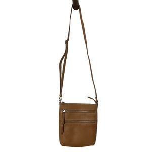 100% Genuine Leather Camel Tan Small Crossbody Bag